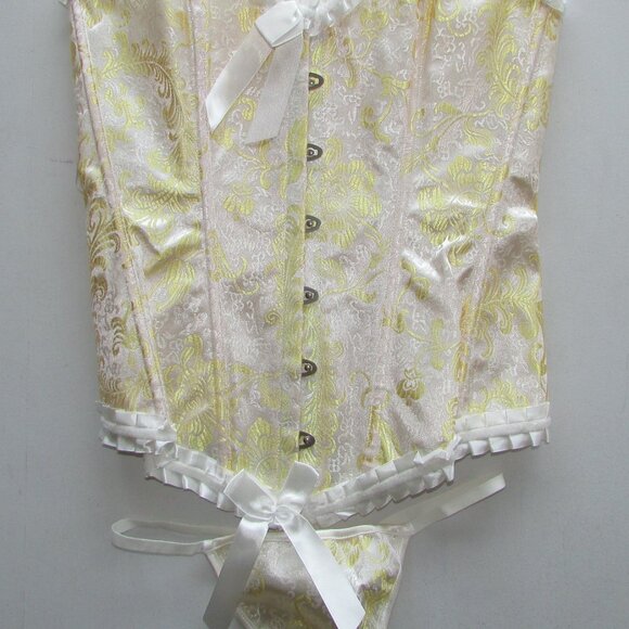 Gold Jacquard Ruffled Corset Set - NEW - Picture 6 of 11